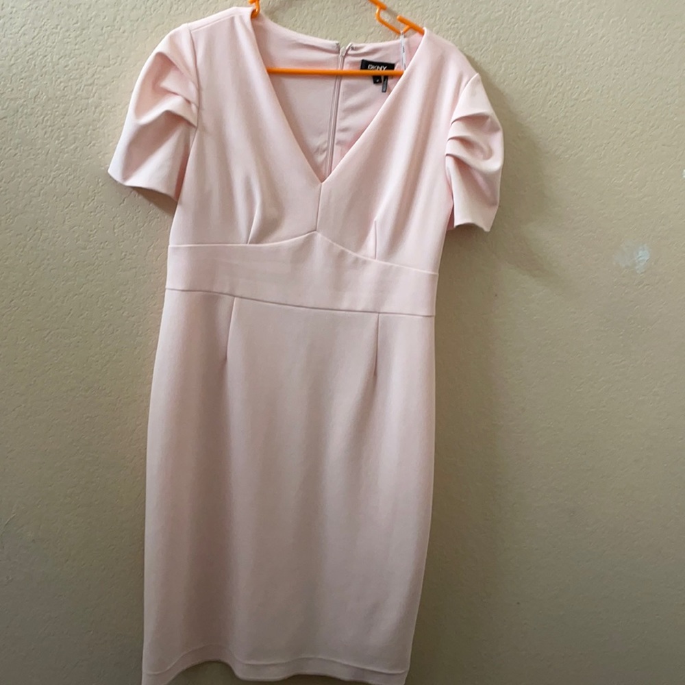 DKNY Womens V Neck Above the Knee Sheath Dress